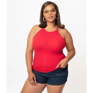 NWT Unique Vintage Red Halter Top Size 3X